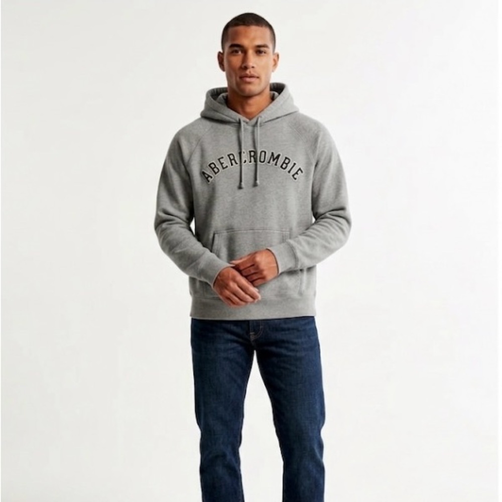 Vtg Abercrombie & Fitch Men’s Hoodie XL Gray Arched Logo Y2K 92 Athletic Dept